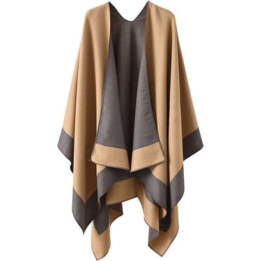 Women's Reversible Poncho Cape Blanket - Multicolored Wonder Woman Synthetic Pashmina Shawl