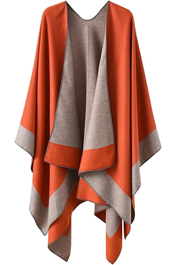 Reversible Shawl Wrap for Women Ladies, Open Front Poncho Cape Warm Blanket for Winter Fall