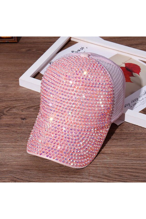 Rhinestone Baseball Cap for Women Summer Sun Cap Girls Travel Sports Street Highlights Hip Hop Baseball Hat
