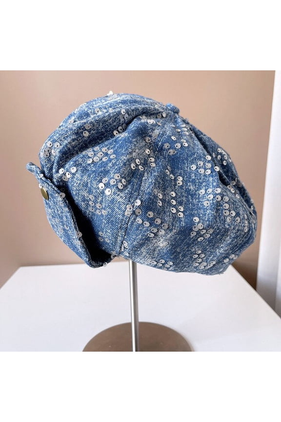 Sequin Beret Octagonal Hats For Women Vintage Classic Newsboy Caps Lady Beret Hat Flat Brim Cap Female Spring Painter Berets Cap