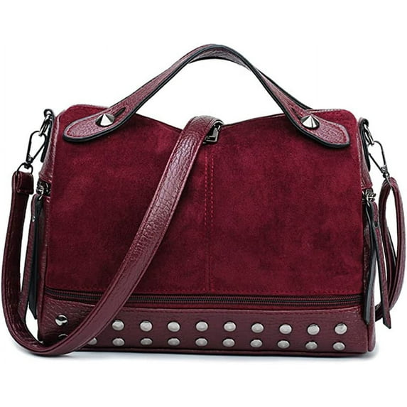 CoCopeaunts Shoulder Bag for Women PU Leather Handbag Rivet Crossbody Bag Commuter Bag for Daily Work Travel