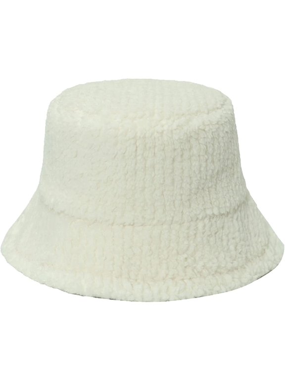 Simple Solid Color Bucket Hats for Men Plus Down Warm Basin Cap Hundred Lambswool Female Fishing Cap Winter Section