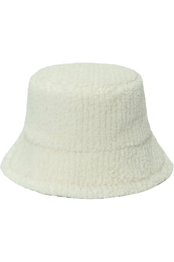 Simple Solid Color Bucket Hats for Men Plus Down Warm Basin Cap Hundred Lambswool Female Fishing Cap Winter Section