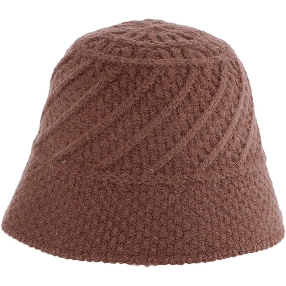 CoCopeaunts Small Bucket Hat Ladies Foldable Fashion Soft Solid Color Twill Crochet Women Girl Knit Hat Winter Thick Keep Warm