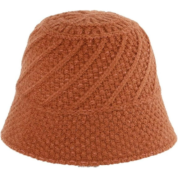 CoCopeaunts Small Bucket Hat Ladies Foldable Fashion Soft Solid Color Twill Crochet Women Girl Knit Hat Winter Thick Keep Warm