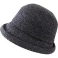 thumbnail image 1 of CoCopeaunts Small Bucket Hats for Women Autumn Winter Woolen Basin Hat Solid Color Casual Girl Fisherman Hat with Roll-up Brim, 1 of 8