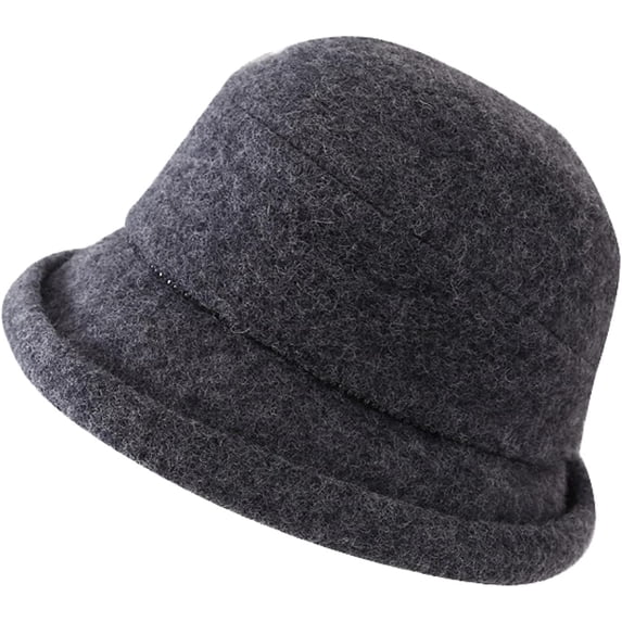 CoCopeaunts Small Bucket Hats for Women Autumn Winter Woolen Basin Hat Solid Color Casual Girl Fisherman Hat with Roll-up Brim