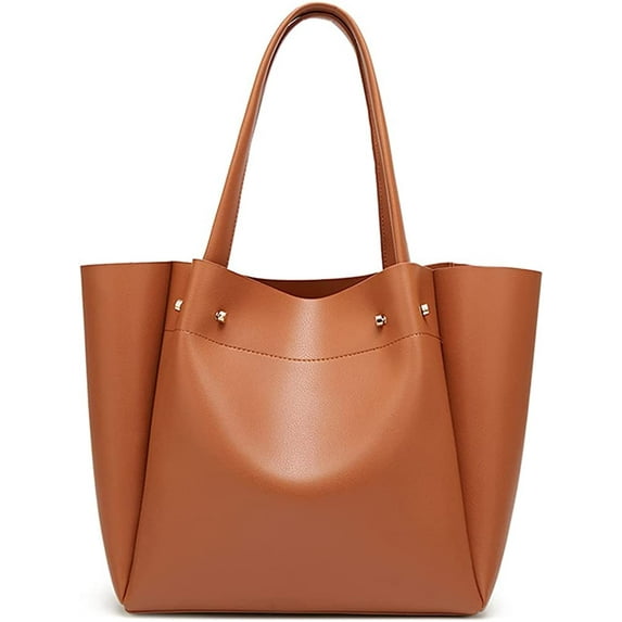 CoCopeaunts Soft Faux Leather Shoulder Bag for Women Large Capacity Handbag Retro Tote Bag Fashion Satchel Commute Purse