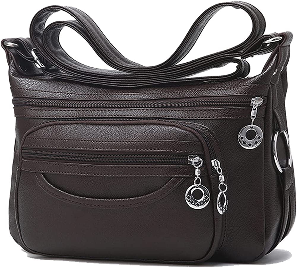 Faux Leather Multi-Pocket Shoulder Bags
