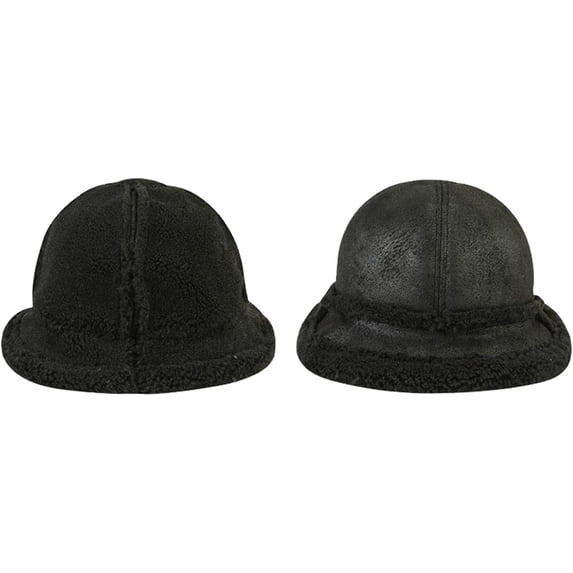 CoCopeaunts Solid Bucket Hat for Women Solid Suede Lamb Hair Warm Winter Hats Outdoor Sunscreen Reversible Double Sided Wear