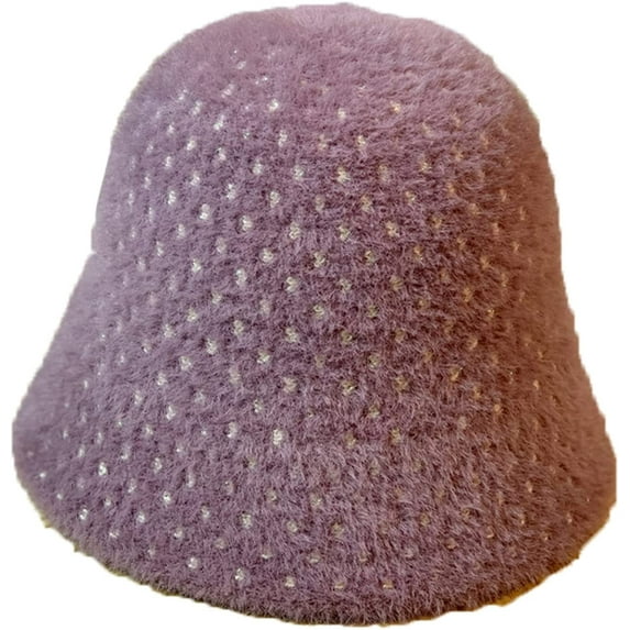 CoCopeaunts Solid Color Bucket Hat Soft Mink Hair Fisherman Hat for Women Versatil Outdoor Basin Hat for Girl Winter Daily Wear