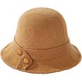 thumbnail image 1 of CoCopeaunts Solid Color Bucket Hat for Women Autumn Winter Warm Wool Fisherman Hat Versatile Knitting Basin Hat Button Belt, 1 of 8