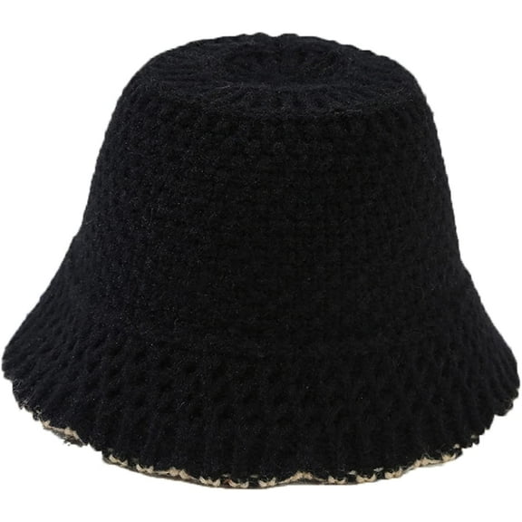 CoCopeaunts Solid Color Bucket Hats for Women Winter Warm Windproof Knit Fisherman Cap Soft Outdoor Fishing Cap for Girls