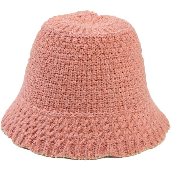 CoCopeaunts Solid Color Bucket Hats for Women Winter Warm Windproof Knit Fisherman Cap Soft Outdoor Fishing Cap for Girls