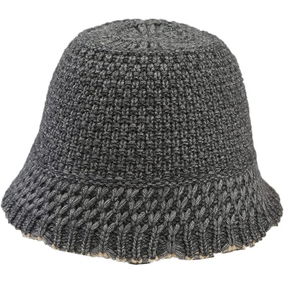 CoCopeaunts Solid Color Bucket Hats for Women Winter Warm Windproof Knit Fisherman Cap Soft Outdoor Fishing Cap for Girls