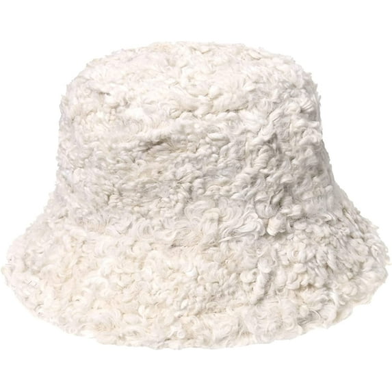 CoCopeaunts Solid Color Men Bucket Hat Winter Basin Cap Casual Outdoor Thickened Sheep Curly Warm Fisherman Hat Female Trend