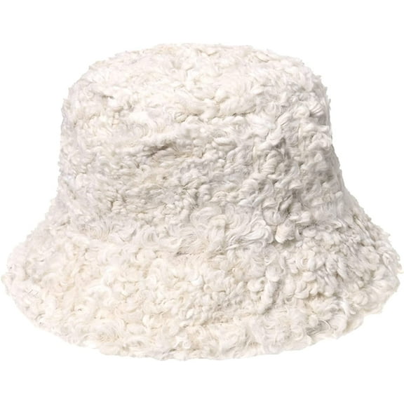 CoCopeaunts Solid Color Men Bucket Hat Winter Basin Cap Casual Outdoor Thickened Sheep Curly Warm Fisherman Hat Female Trend