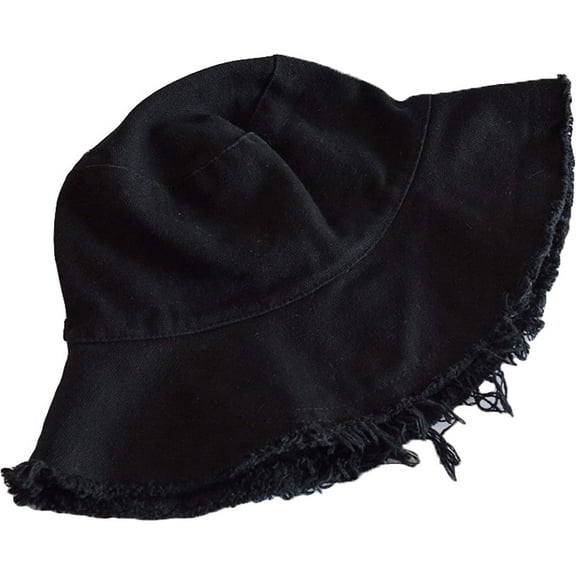 CoCopeaunts Spring Summer Bucket Hat with Tassel Brim Women Cotton Portable Foldable Beach Fisherman Hat Ladies Outdoor Sun Cap