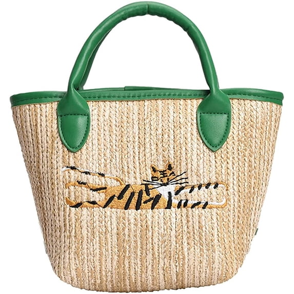 CoCopeaunts Straw Bag for Women, Summer Beach Bag Cute Handwoven Crossbody Bag Hobo Handbag Vacation Top Handle Bag Purse