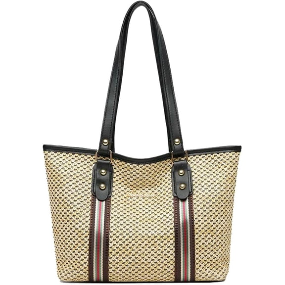 CoCopeaunts Straw Bag for women, Summer Beach Bag Woven Hobo Handbag Shoulder Bag Tote Bag Top Handle Bag for Work Vacation