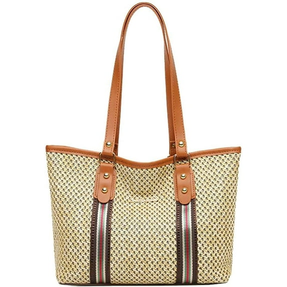 CoCopeaunts Straw Bag for women, Summer Beach Bag Woven Hobo Handbag Shoulder Bag Tote Bag Top Handle Bag for Work Vacation