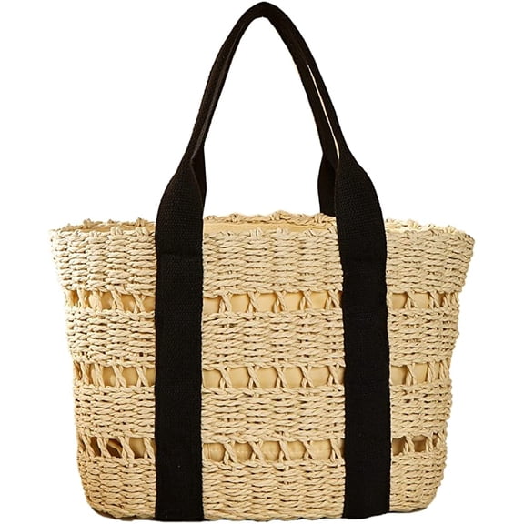 CoCopeaunts Straw Bag for women, Summer Beach Bag Woven Hobo Handbag Shoulder Bag Tote Bag Top Handle Bag with Silk Belt