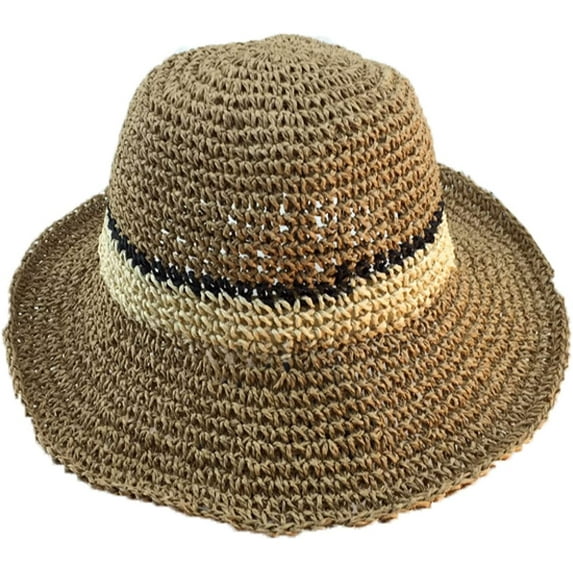 CoCopeaunts Straw Bucket Hat Summer Cool Breathable Hollow Hand-Woven Big-Edge Fisherman Hat Travel Sunscreen Women Bucket Cap