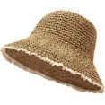 thumbnail image 1 of CoCopeaunts Straw Bucket Hat Women Summer Beach Large Brim Hollow Sunshade Caps Foldable Roll up Floppy Fisherman Hat for Men, 1 of 8