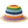 thumbnail image 1 of CoCopeaunts Straw Bucket Hat Women's Rainbow Striped Woven Summer Breathable Hollow Fisherman Hat Crochet Sunscreen Bucket Cap, 1 of 8