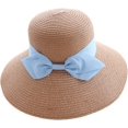 thumbnail image 1 of CoCopeaunts Straw Bucket Hat for Women Bowknot Decorate Belt Spring Summer Wide Brim Outdoor Beach Sweet Girls Basin Hat, 1 of 8
