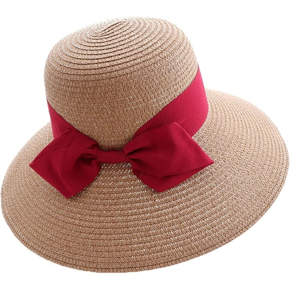 CoCopeaunts Straw Bucket Hat for Women Bowknot Decorate Belt Spring Summer Wide Brim Outdoor Beach Sweet Girls Basin Hat
