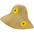 thumbnail image 1 of CoCopeaunts Straw Bucket Hat for Women Summer Daisy Woven Wide Brim Sun Protection Basin Hat Floppy Beach Dome Bucket Cap, 1 of 8