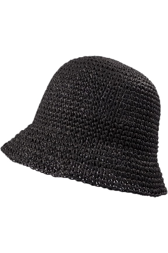 Straw Bucket Hat for Women Summer Sun Protection Braided Fisherman Hat Wide Brim Foldable Roll up Floppy Bucket Cap