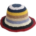 thumbnail image 1 of CoCopeaunts Straw Bucket Hat for Women Sun Shade Woven Wide Brim Fisherman Hat Foldable Floppy Rainbow Striped Crochet Bucket Cap, 1 of 8