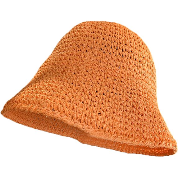 CoCopeaunts Straw Bucket Hats for Women New Folding Outdoor Beach UV Protection Basin Hat for Lady Solid Color Bowler Cap