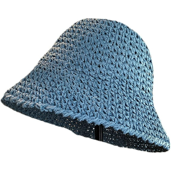 CoCopeaunts Straw Bucket Hats for Women New Folding Outdoor Beach UV Protection Basin Hat for Lady Solid Color Bowler Cap