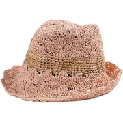 CoCopeaunts Straw Hat for Women Wide Brim Summer Handmade Woven Sun Hats Bucket Cap Outdoor Breathable Bowler Hat