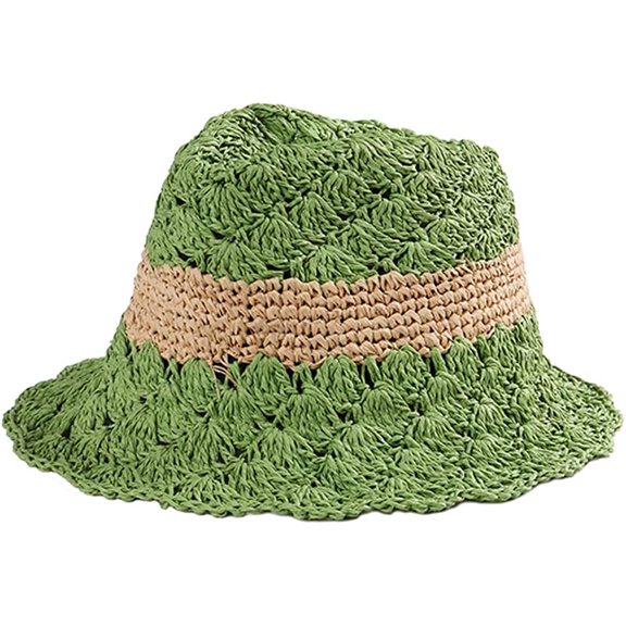 CoCopeaunts Straw Hat for Women Wide Brim Summer Handmade Woven Sun Hats Bucket Cap Outdoor Breathable Bowler Hat