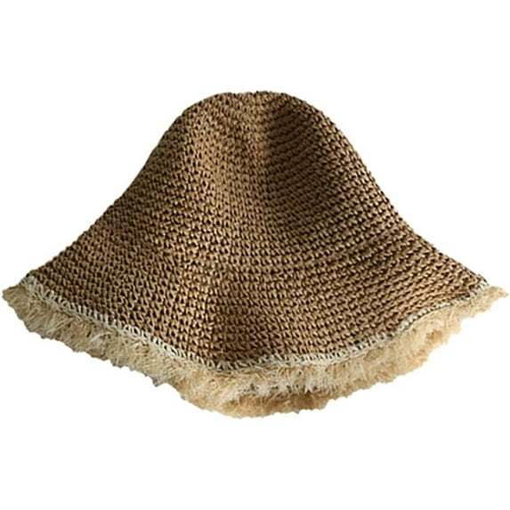 CoCopeaunts Straw Hat for Womens Wide Brim Fishing Hats Foldable Bucket Hat UV Protection Outdoor Travel Beach Hat 2023