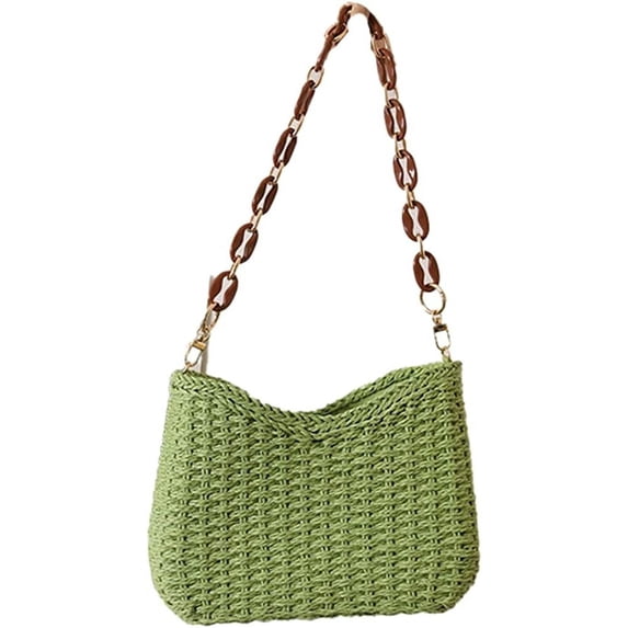 CoCopeaunts Straw Purses for Women Stylish Straw Shoulder Bag Woven Tote Bag Hobo Bag for Travel Vacation Beach