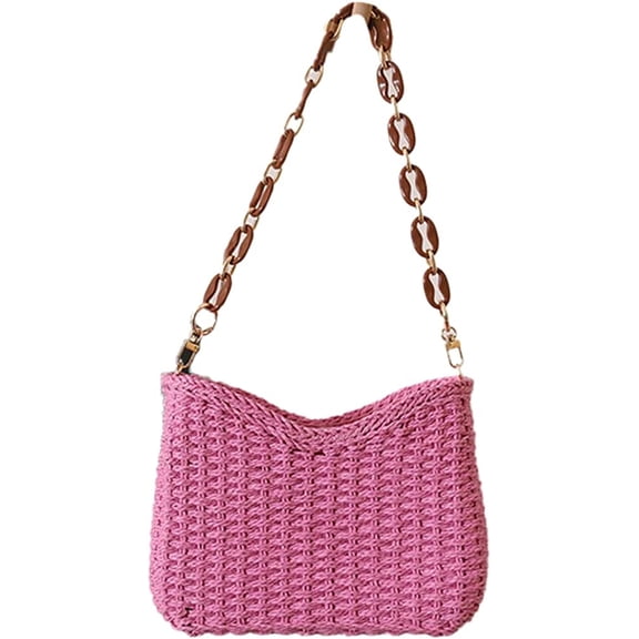 CoCopeaunts Straw Purses for Women Stylish Straw Shoulder Bag Woven Tote Bag Hobo Bag for Travel Vacation Beach