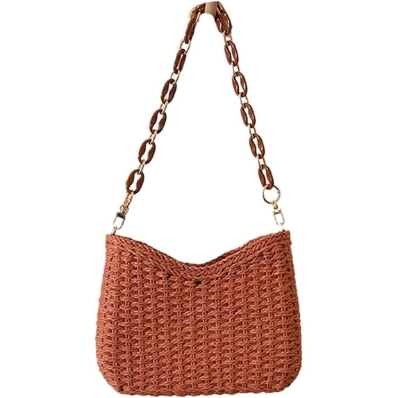 CoCopeaunts Straw Purses for Women Stylish Straw Shoulder Bag Woven Tote Bag Hobo Bag for Travel Vacation Beach