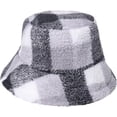 thumbnail image 1 of CoCopeaunts Stylish Winter Plaid Bucket Hat Soft Warm Lambs Wool Fisherman Caps for Women Teens Girls Casual Winter Warm Hat, 1 of 8