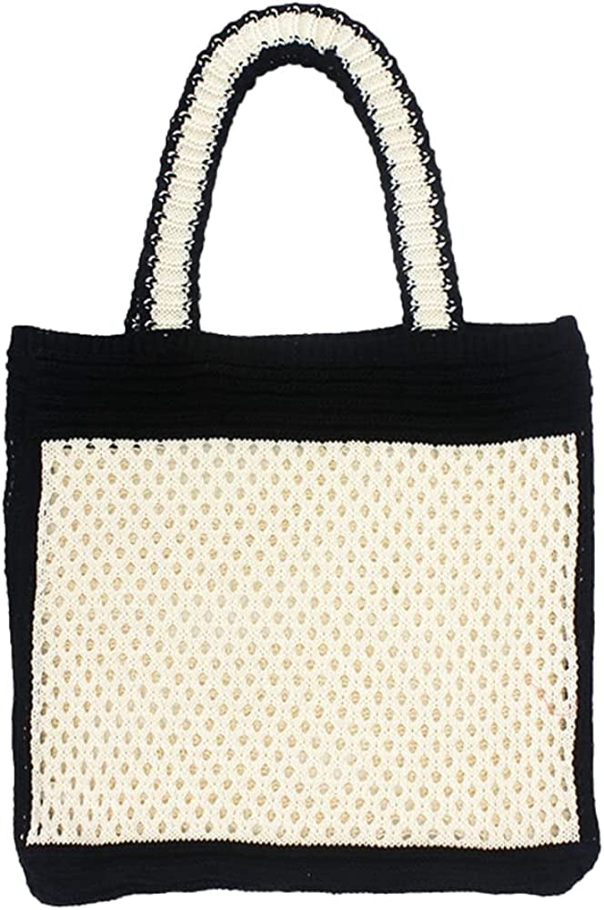 CoCopeaunts Summer Beach Bag, Women Hollow Knitted Bag Fashion Large Crochet Shopping Shoulder Bag Handbag Vacation Purse