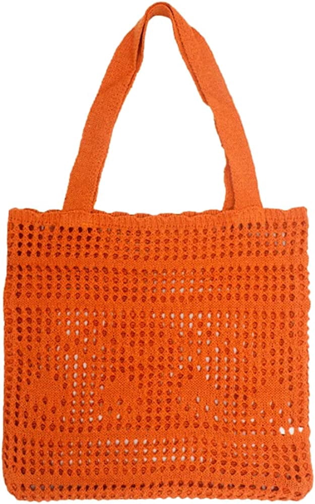 CoCopeaunts Summer Beach Bag, Women Hollow Knitted Bag Fashion Large Crochet Shopping Shoulder Bag Handbag Vacation Purse