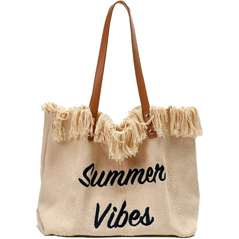 CoCopeaunts Summer Straw Bag, Women Beach Bag Large Woven Hobo