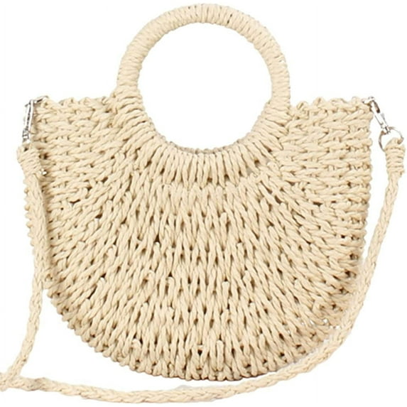 CoCopeaunts Summer Beach Handbag Women Straw Tote Purse Top Handle Crossbody Bag for Travel Vocation
