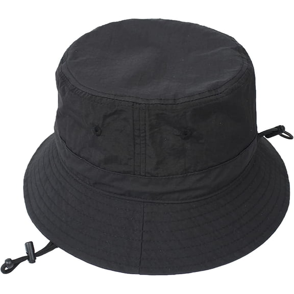 CoCopeaunts Summer Black Bucket Hat for Women Outdoor Sport Cotton Breathable Big Brim Monochrome Drawstring Men Fisherman Hat