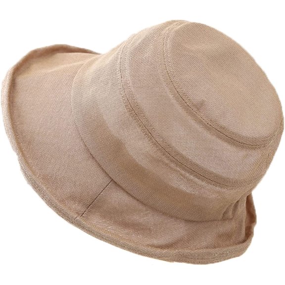 CoCopeaunts Summer Bucket Hat Women Linen Sun Shade Wide Brim Crimping Bucket Cap Breathable Light Soft Quick Dry Basin Hat