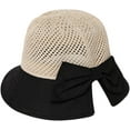 thumbnail image 1 of CoCopeaunts Summer Bucket Hat for Women Split Brim Bow Decor Dome Mesh Basin Hat Anti UV Two-Color Patchwork Fisherman Hats, 1 of 8